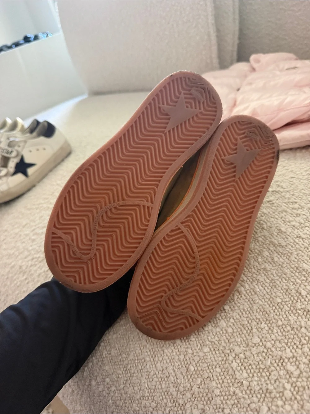 Golden Goose Kids Tan Suede Sneakers with Orange Trim